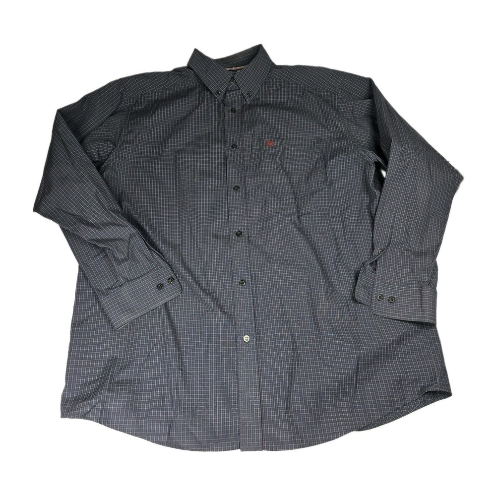 Ariat Pro Series Plaid Shirt‎ Mens XL Navy Red Mesh Back Long Sleeve Western
